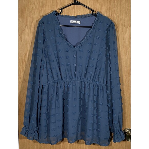 Maacie Women's 2XL Babydoll Top Sheer Long Sleeve Swiss Dots CottageCore Peasant - Picture 1 of 7